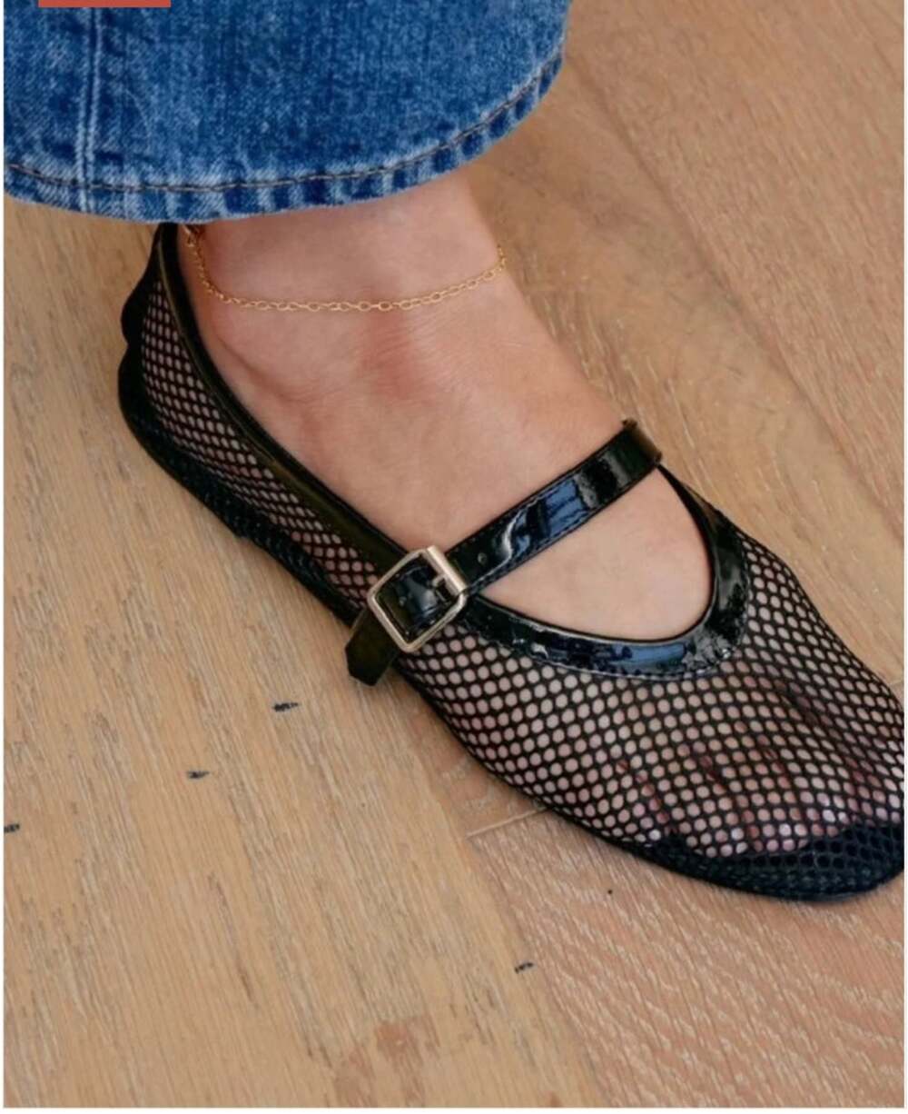 Coconuts by Matisse Black Mesh Mary Jane Flats with Buckle 6